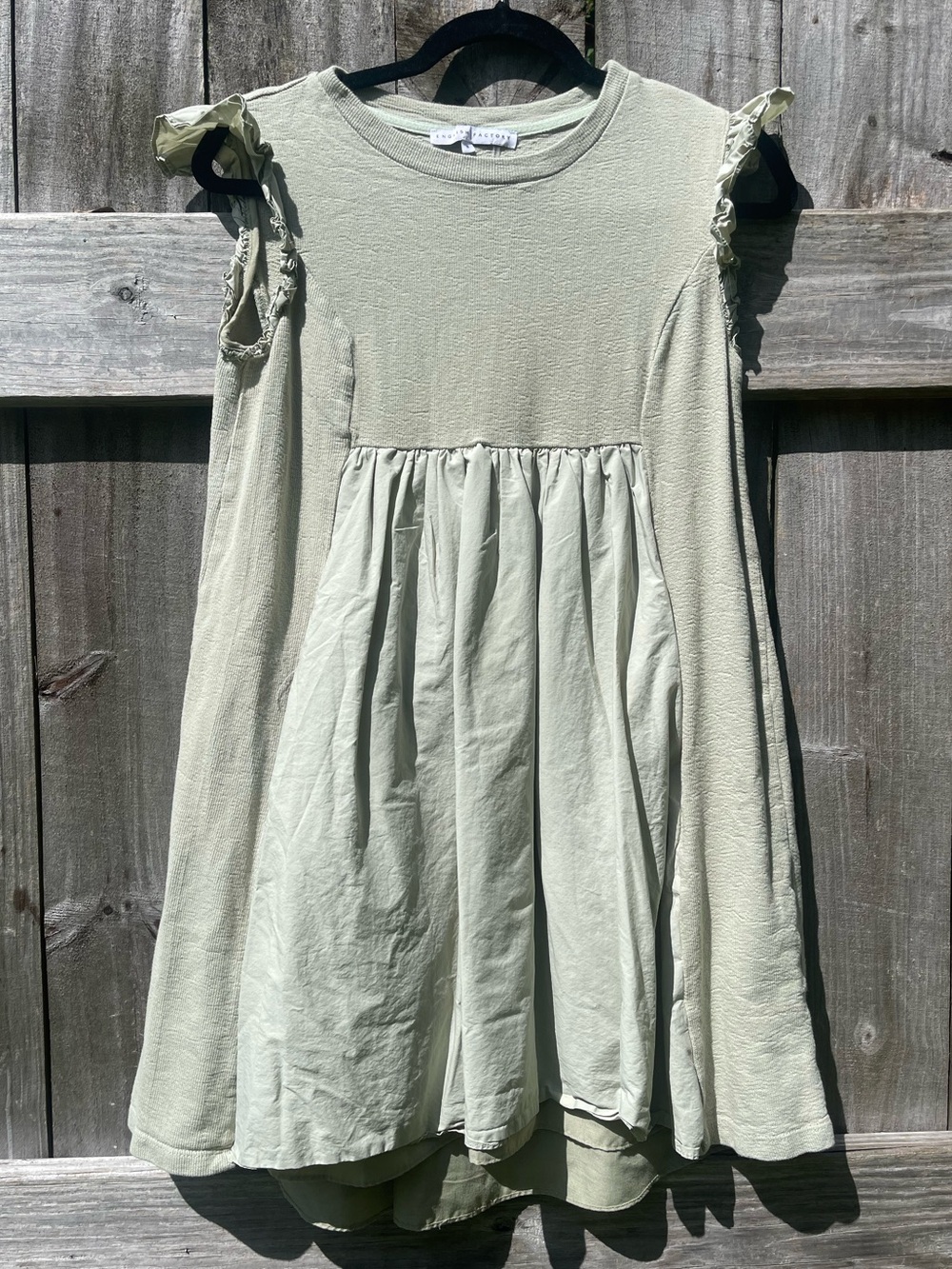 English Factory Light Sage Ruffle Cold-Shoulder Mini Dress